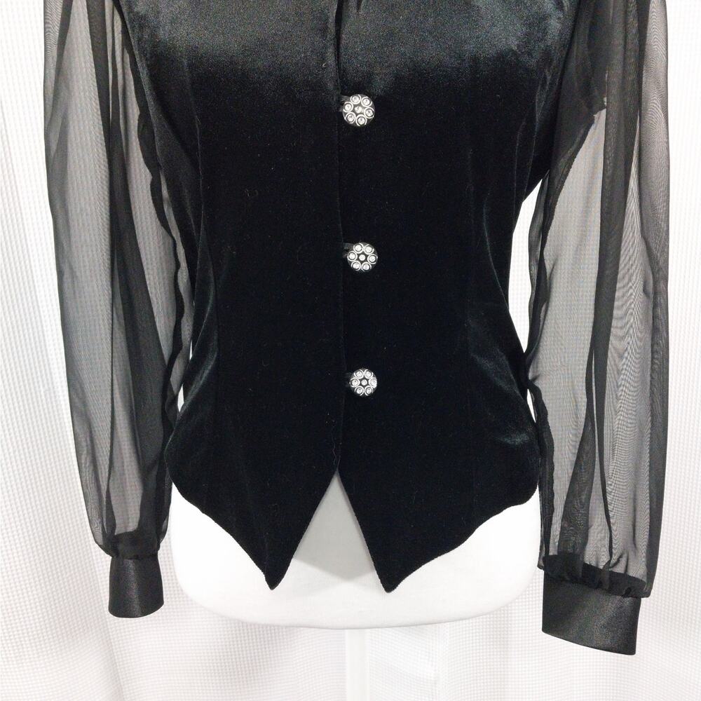 Dressbarn Black Sheer Sleeve Blouse - Picture 4 of 9